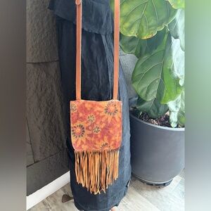 Patricia Nash Fringed Floral Crossbody Bag in Orange